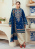 3 Piece Embroidered Dhanak Shirt with Printed Wool Shawl ZS 50